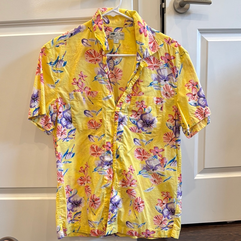 J. Crew Yellow Pink Casual Button Down Shirt